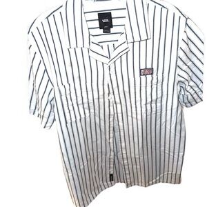 Vans Classic Fit Striped Woven Shirt - Men’s Small - Retro button up patch logo